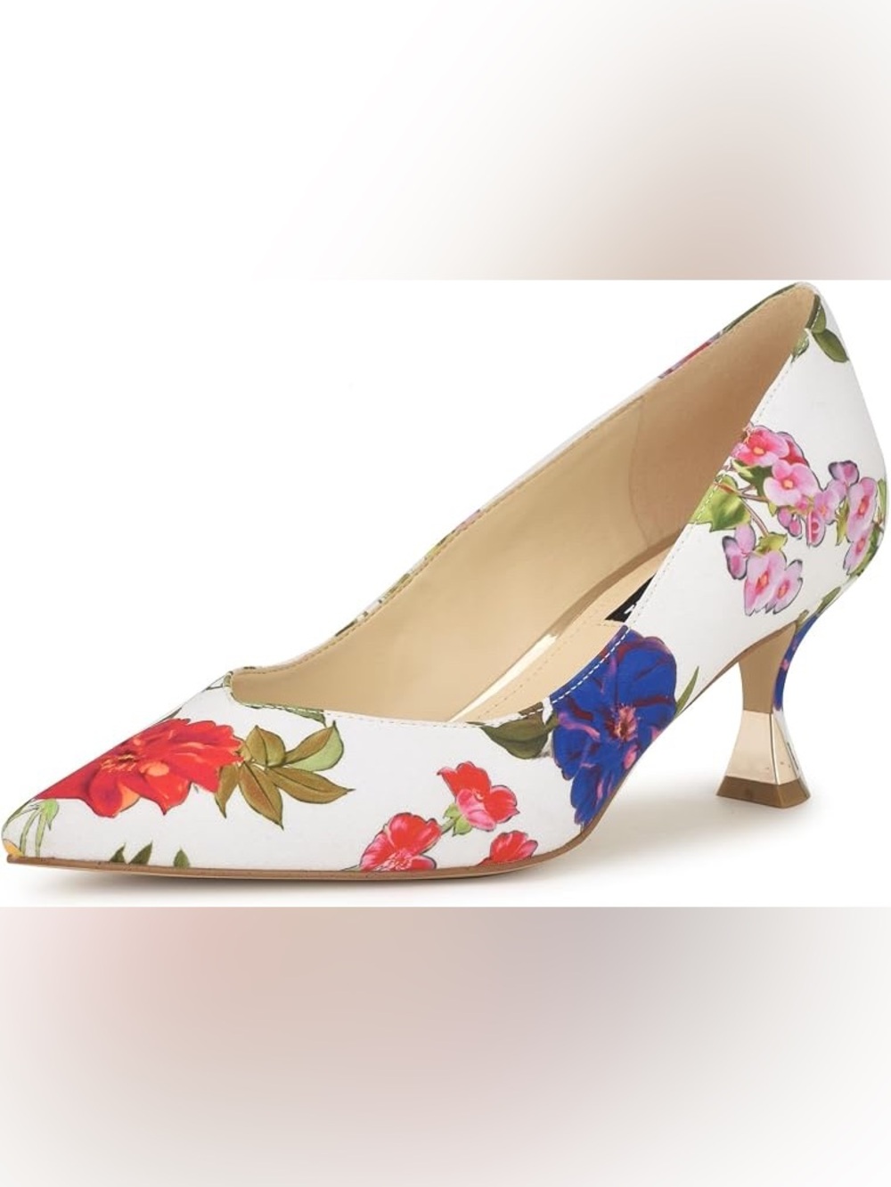 Nine West Ariella2 Floral Pointed Toe Kitten Heel Pumps 7.5